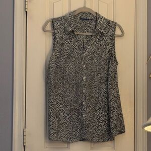 Apt. 9 Black and White Button-Up Blouse